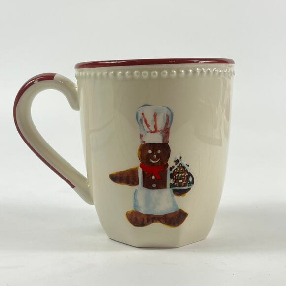 Williams-Sonoma Gingerbread Coffee Mugs Snowman Chef 13" Serving Platter Holiday - Picture 2 of 16